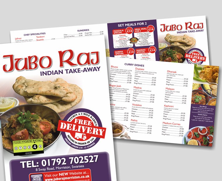 Picture of a A3 Menu Printing Special Half Fold from Low Cost Menus.