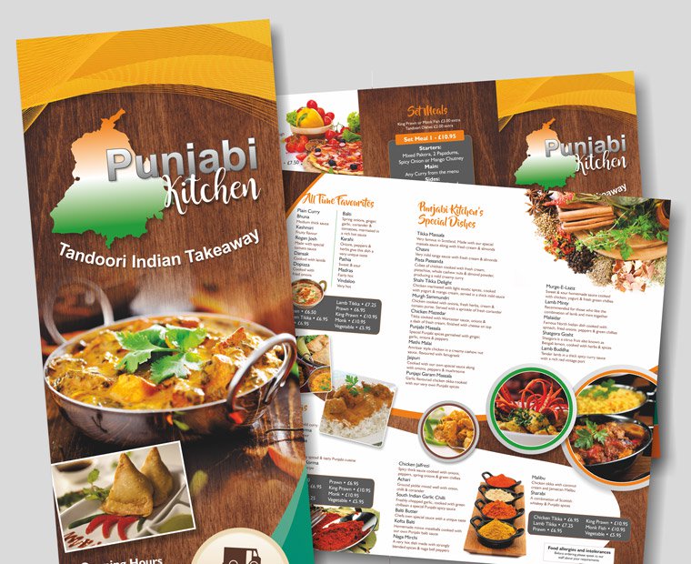 Picture of a B4 Menu Printing Standard Half Fold from Low Cost Menus.